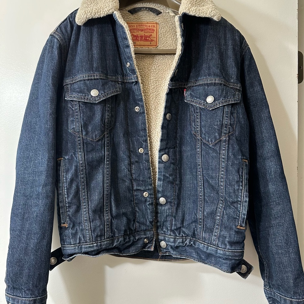 Levi's Blue Denim Sherpa Jacket